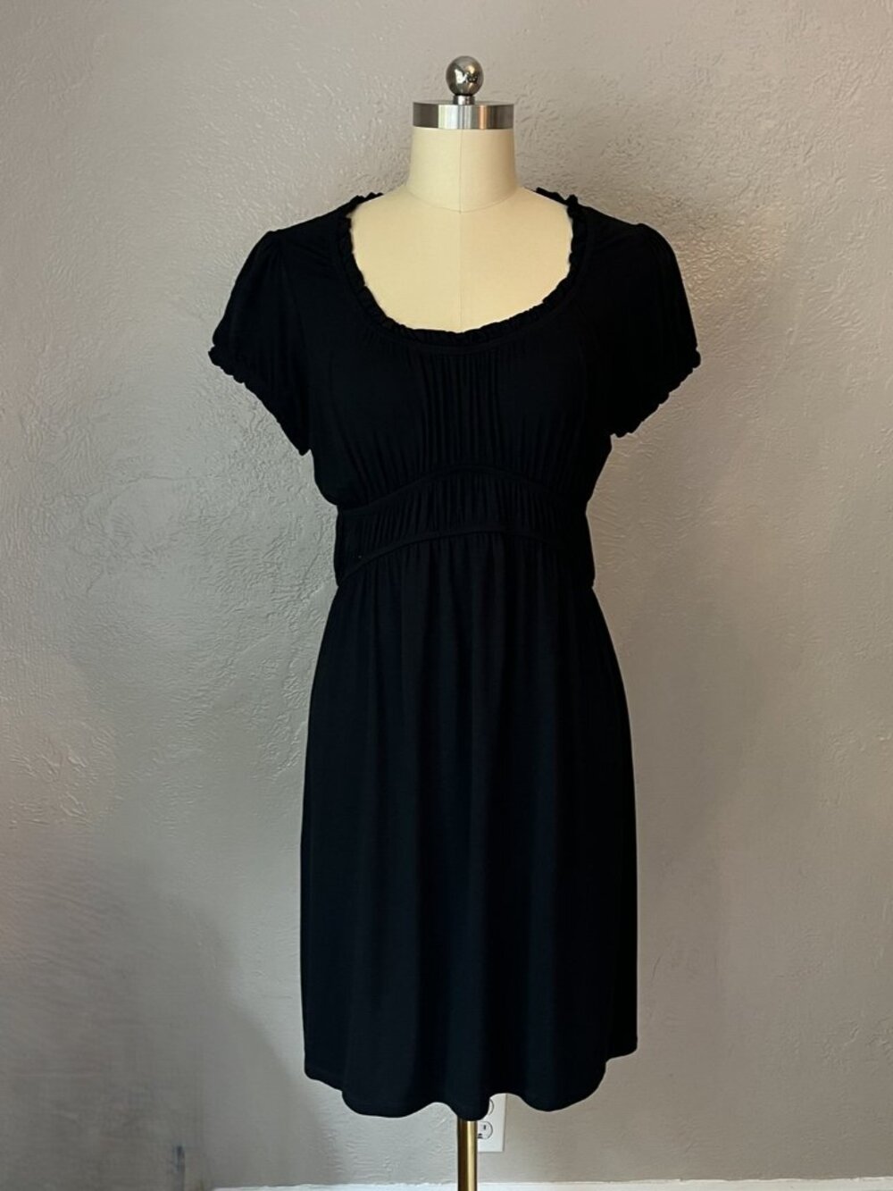 INC International Concepts Black Babydoll Empire Waist Dress L